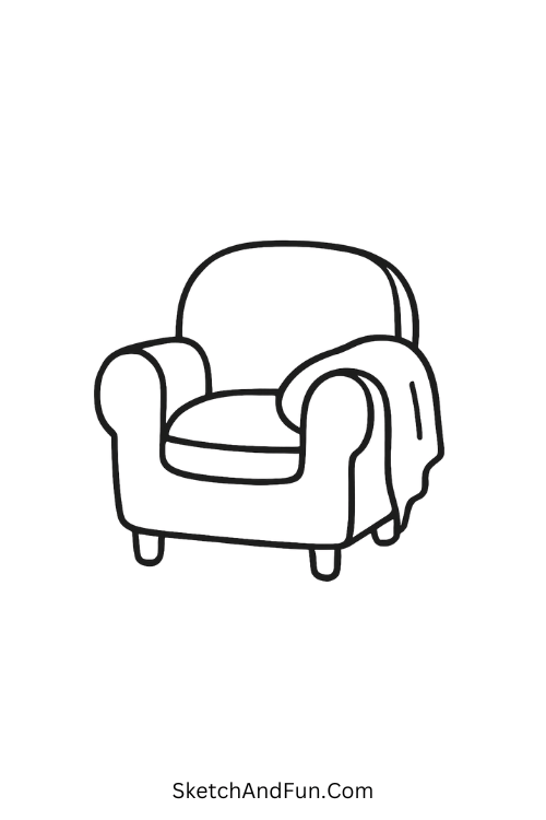 Comfy Armchair for cozy living room drawing ideas with soft blanket.