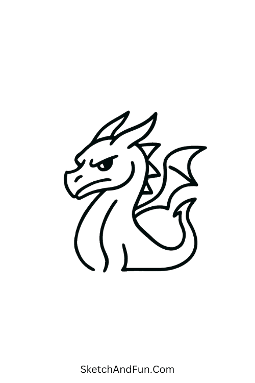Cool drawing ideas animals – Cool dragon outline with wings and sharp lines.