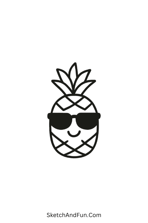 Ultra cool drawing ideas abstract – Pineapple with shades smiling.