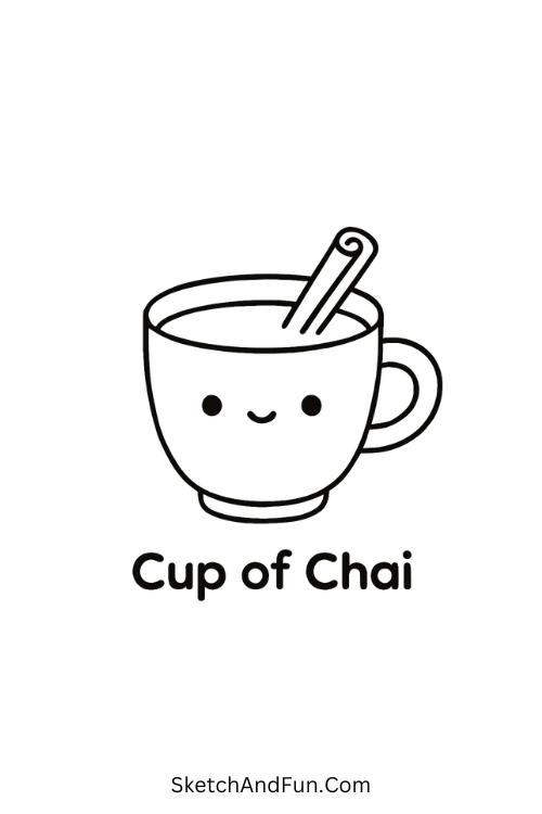 Cup of Chai for cozy coffee drawing ideas easy and warm.