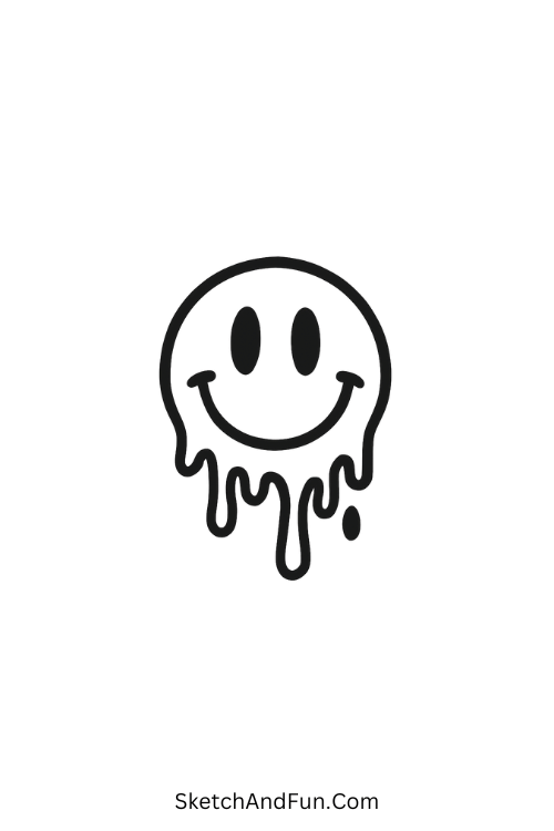 Cool drawing ideas scary Halloween – Dripping smiley melting playfully.