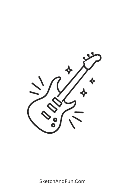 Cool doodle drawing ideas – Electric guitar sketch full of energy.