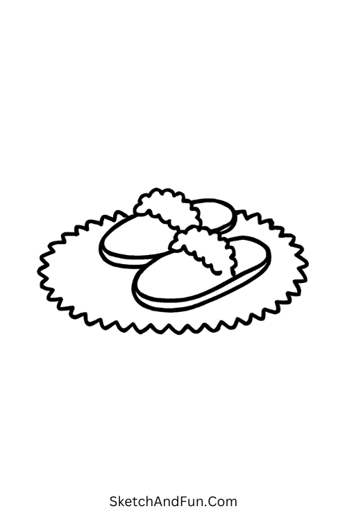 Fluffy Rug and Slippers for cozy indoor drawing ideas easy.