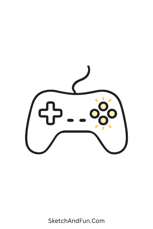 Cool drawing ideas for boys – Game controller glowing with bright buttons.