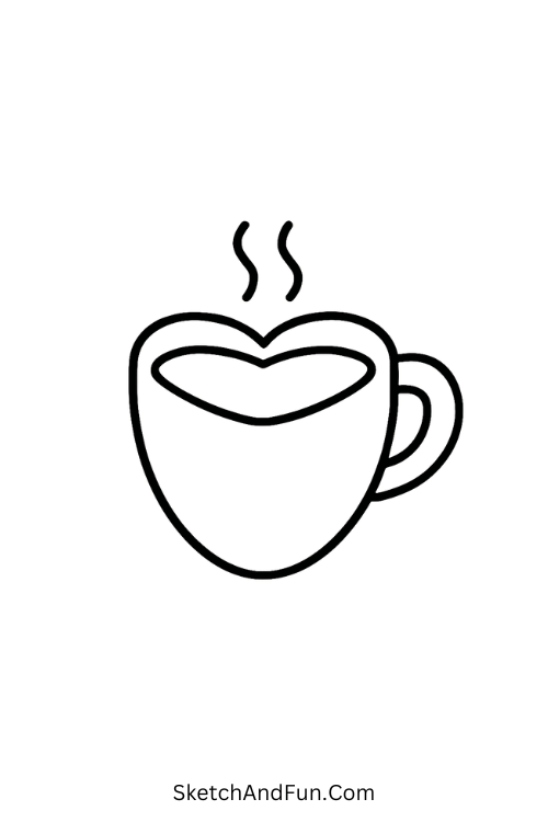 Heart-Shaped Mug for cozy drawing inspiration with warm drink.