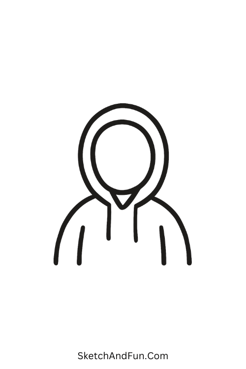 Cool drawing ideas for kids – Hoodie guy sketch giving trendy streetwear vibes.