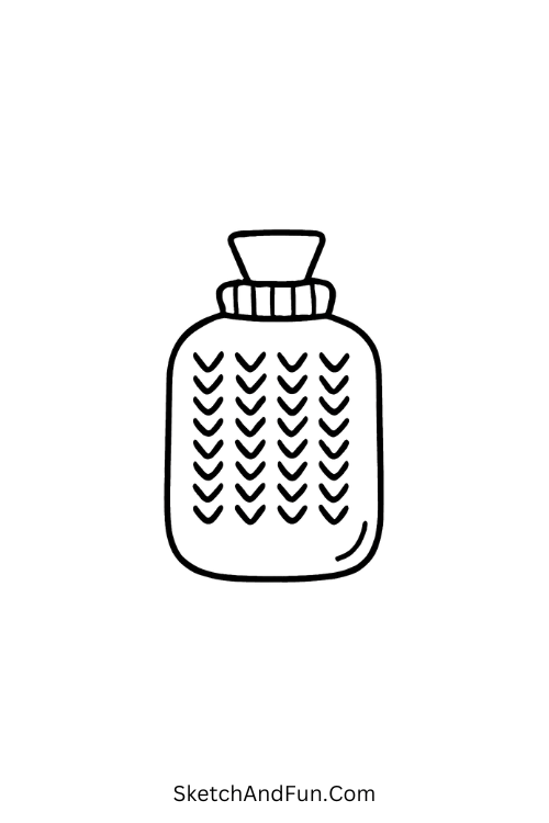 Hot-Water Bottle for cozy blanket drawing ideas with knitted cover.