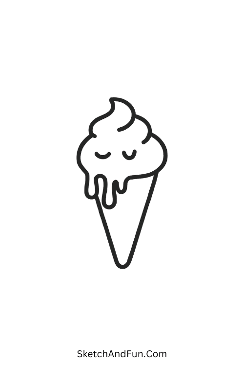 Cool drawing ideas to trace – Melting ice cream cone looking fun and yummy.