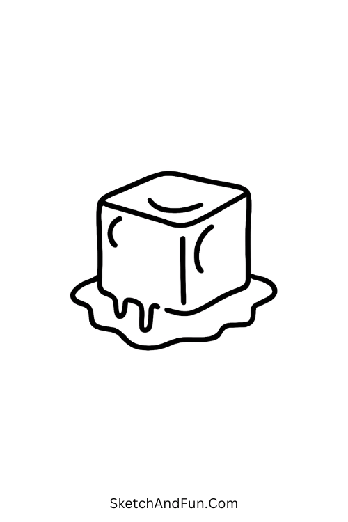 Cool drawings easy cute – Melting ice cube design that looks simple yet creative.