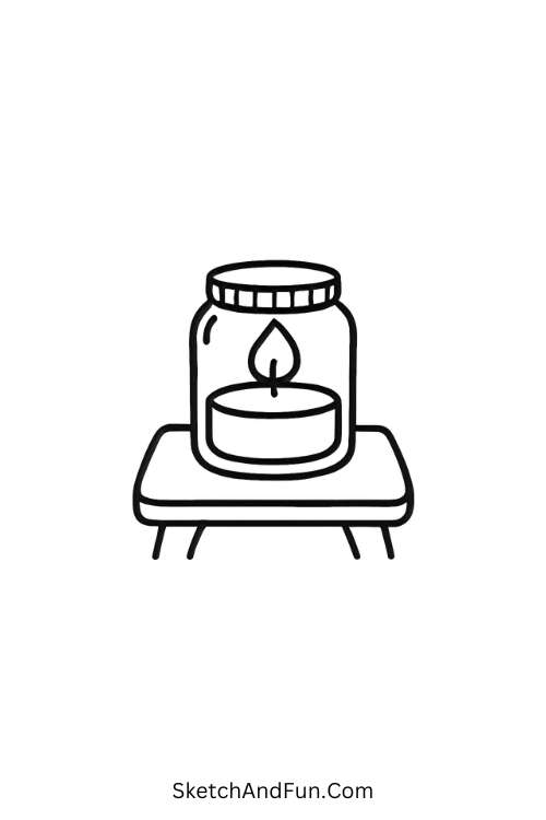 Jar Candle for cozy art ideas with soft flame.