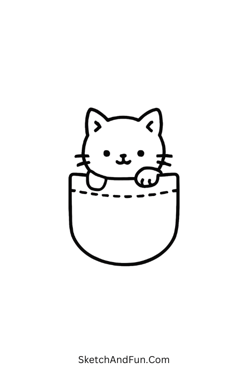 Kitten in a Pocket for cozy drawings for kids soft and small.