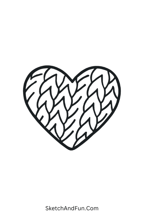 Knitted Heart for cozy aesthetic doodles with soft loops.