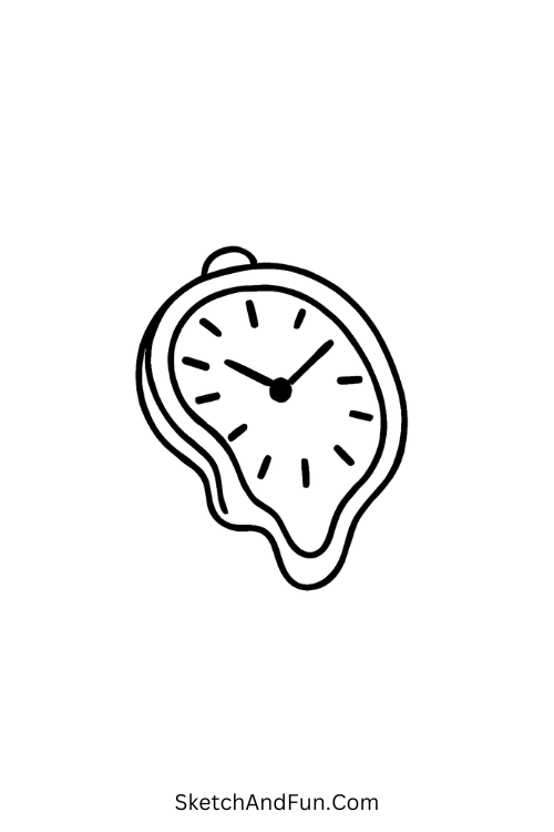 Cool drawing ideas to sell as prints – Melting clock with creative shape.