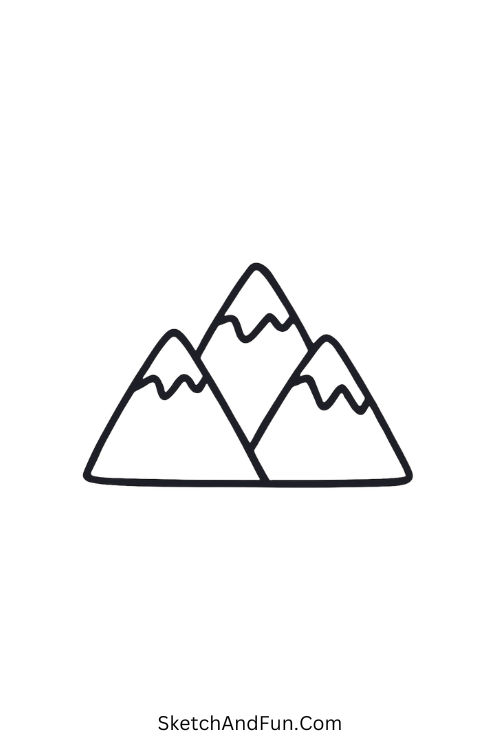 Cool drawing ideas underwater scene – Minimal mountain line design.