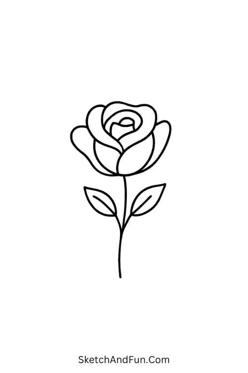 Cool drawing ideas easy – Minimal rose sketch looking gentle.