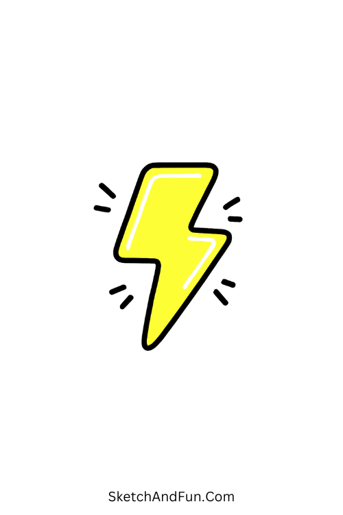 Easy drawing – Neon lightning bolt glowing with electric energy.