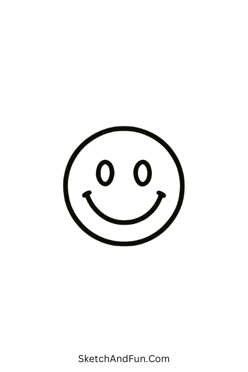 Cool drawing ideas space – Neon smiley face glowing happily.