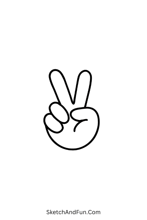 Cool drawing ideas for kids bedroom wall art – Peace sign hand pose.