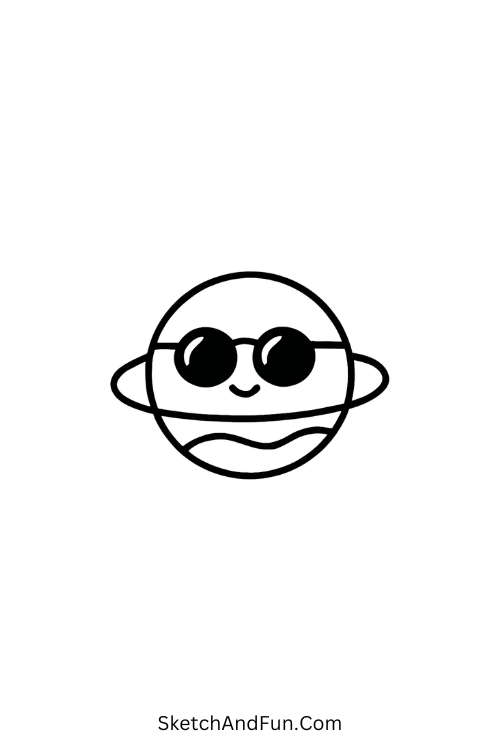 Cool drawing ideas for classroom art – Planet wearing sunglasses.