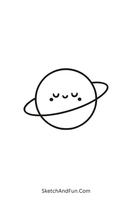 Cool drawing ideas for girls – Planet with rings shining in space.