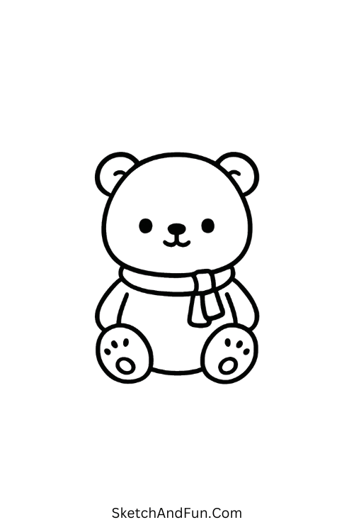 Plush Toy with Scarf for cozy drawing easy for kids friendly.