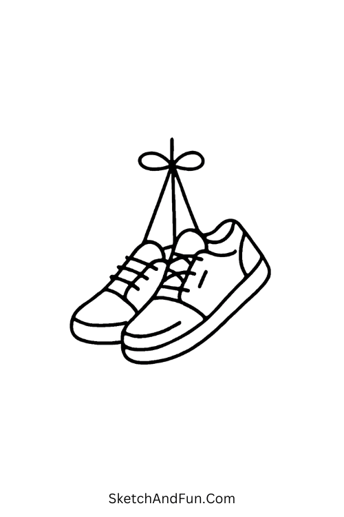 Cool drawing ideas for grade school kids – Skate shoes hanging stylishly.