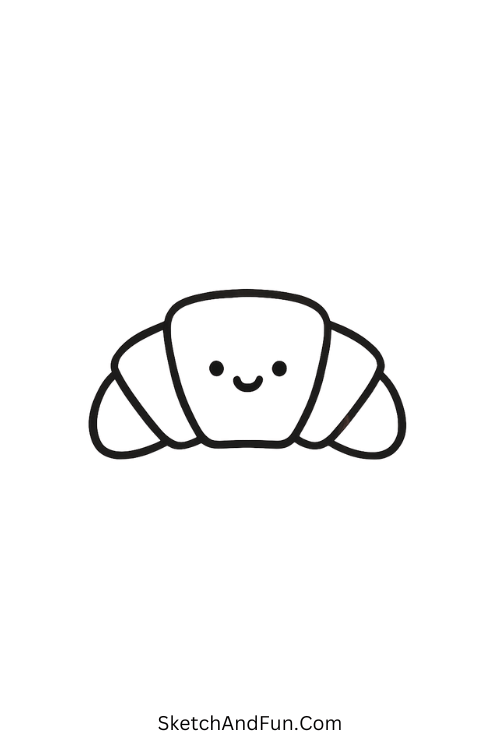 Smiling Croissant for cozy food drawing ideas small and happy.