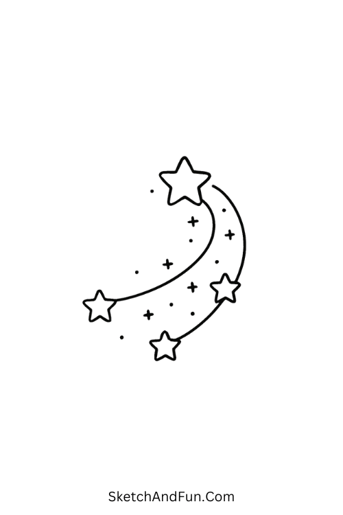 Modern cool drawing ideas – Star trail curving through night sky.