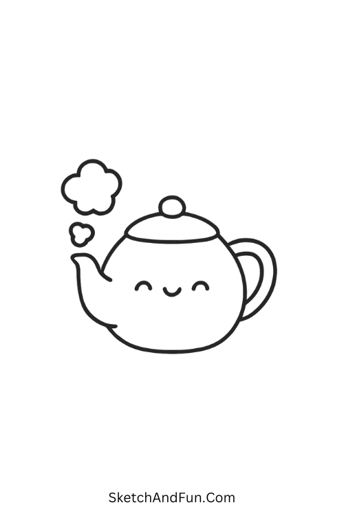 Steaming Teapot for cozy drawing ideas aesthetic with soft steam.