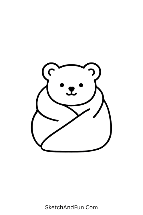 Teddy in Blanket for cozy drawings with warm comfort.