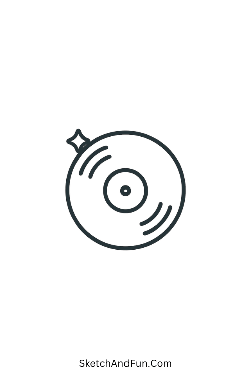 Cool drawing ideas digital art – Vinyl record glowing with retro shine.