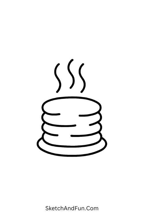Warm Pancakes for cozy food drawing ideas easy and fluffy.
