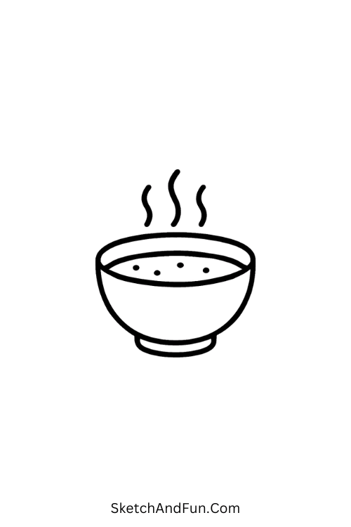 Warm Soup Bowl for cozy food drawing ideas with soft steam.