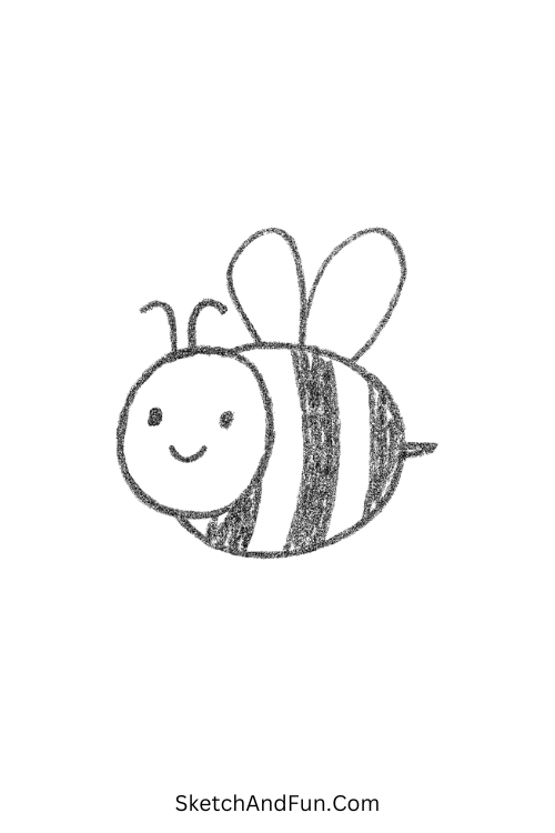 Baby bee with stripes great for easy flower drawing ideas.