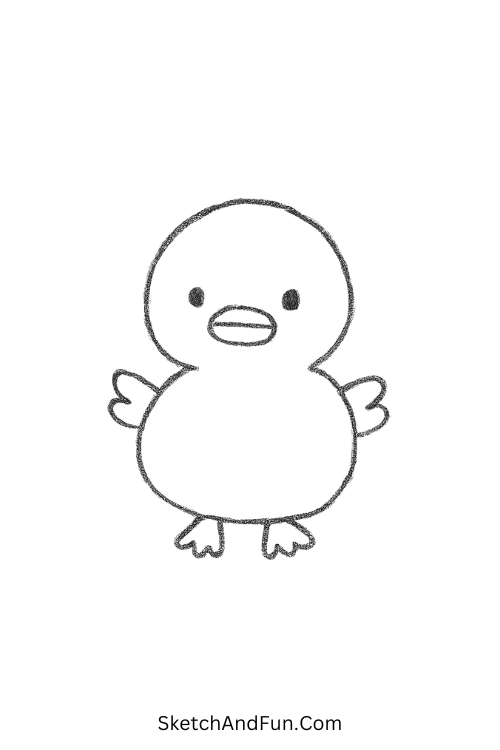 Baby duckling with tiny beak perfect for simple doodle drawing ideas.