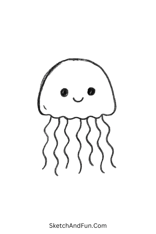 Baby jellyfish with wavy legs great for simple drawing ideas rainbows stars moon.