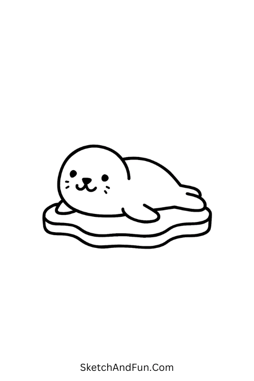 Baby seal lying on ice for winter art ideas easy drawings