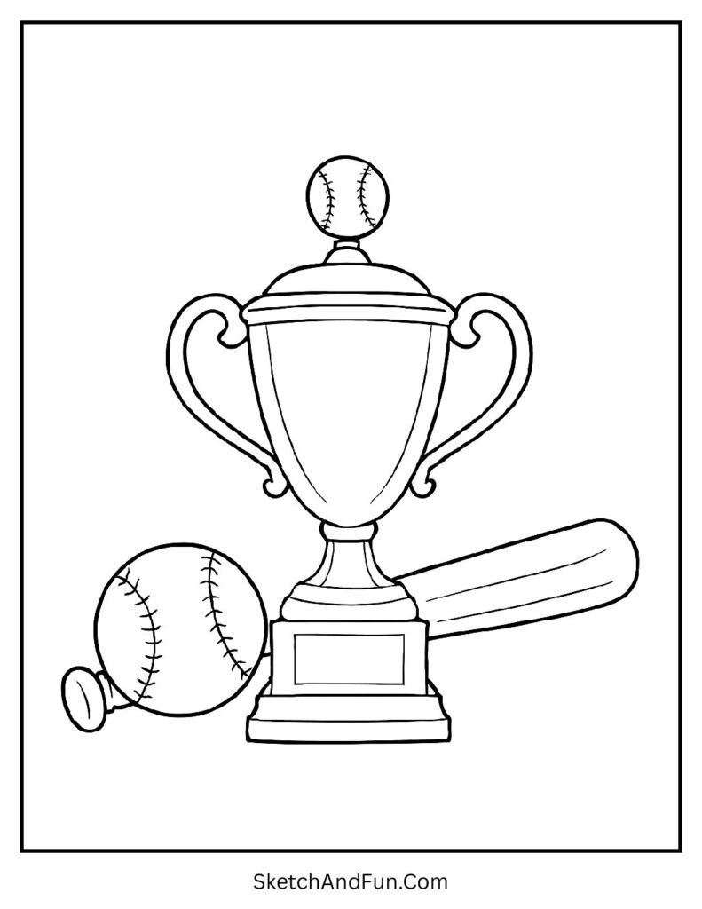 Trophy close-up MLB baseball coloring pages image