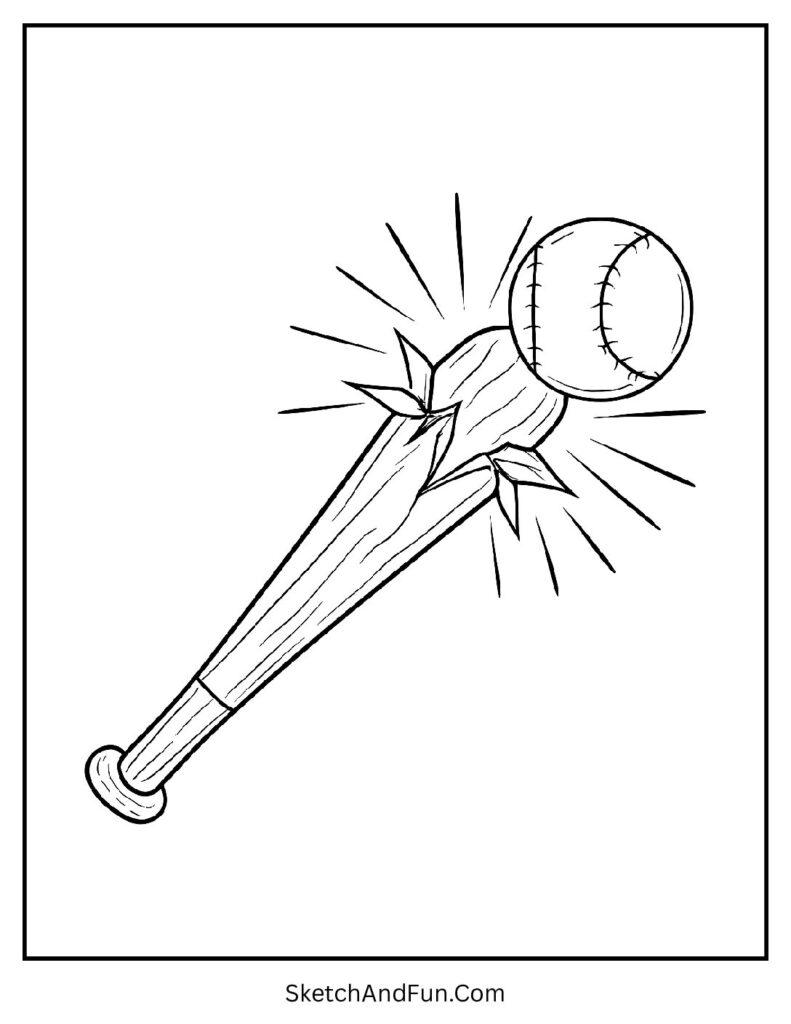 Bat breaking impact baseball bat coloring pages artwork