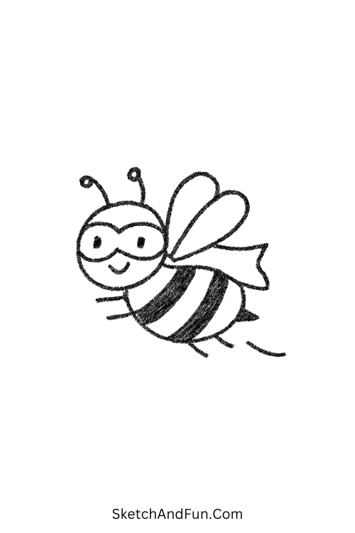 Superhero bee flying for easy and cute funny drawings