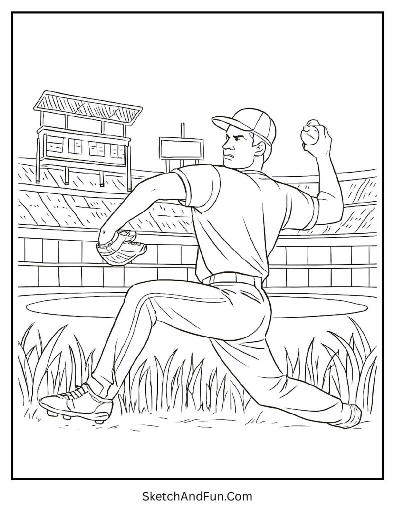 Bullpen warm-up baseball practice coloring pages pitcher