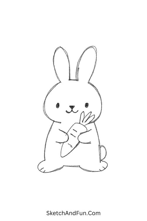 Bunny holding a carrot designed for learners practicing easy drawing for beginners.