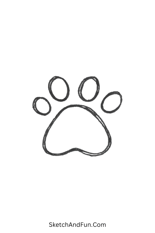 Cat paw print with round pads perfect for simple drawing ideas everyday objects.