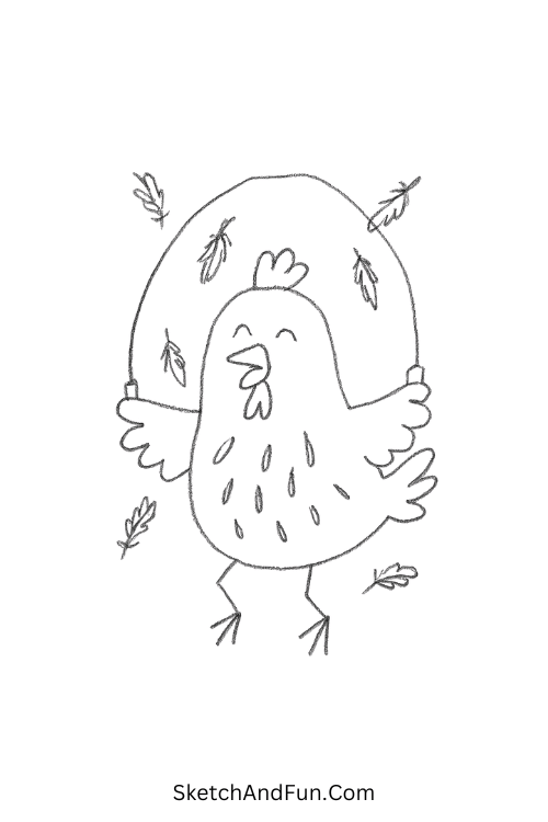 Chicken jumping rope in funny art ideas for kids style