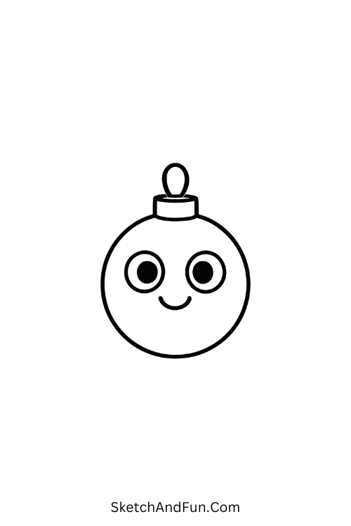 Shiny Christmas ornament smiling for winter holiday sketch ideas