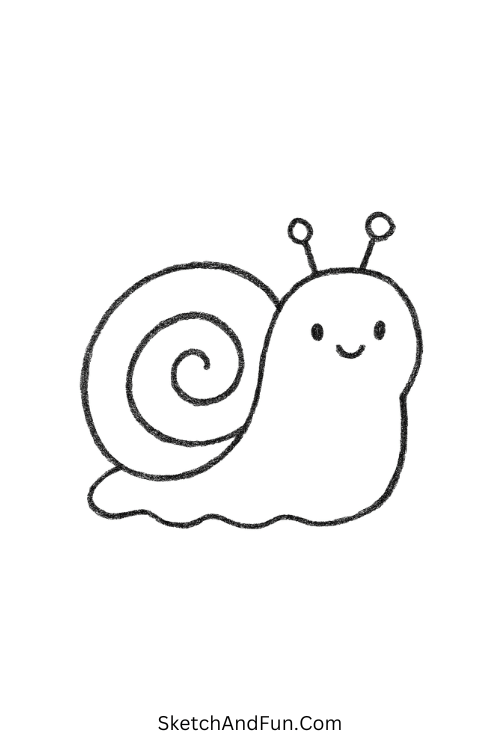 Chubby snail with a swirl shell perfect for best simple drawing ideas.