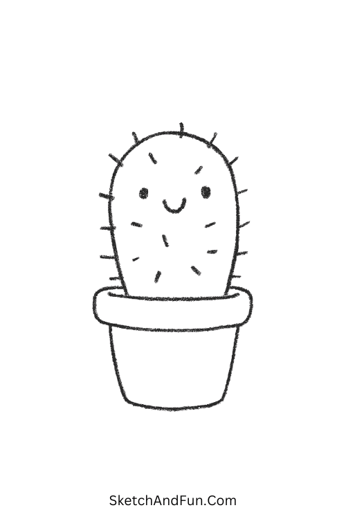 Cute cactus in a pot ideal for simple drawings for children.