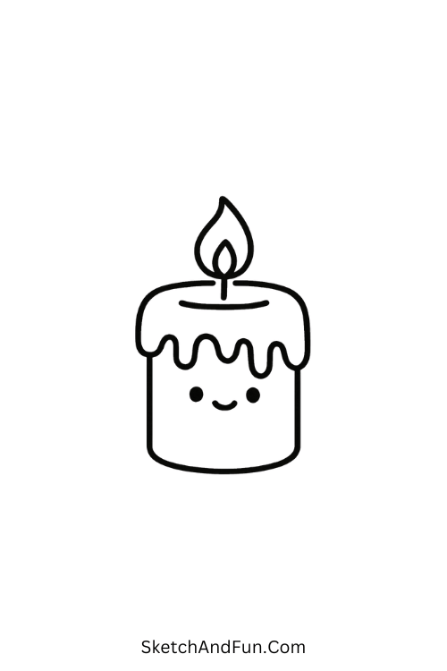 Candle with snow drips for winter fireplace drawing cozy