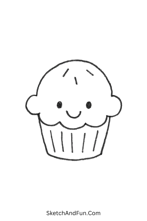 Cute cupcake with sprinkles ideal for easy art ideas simple drawing.