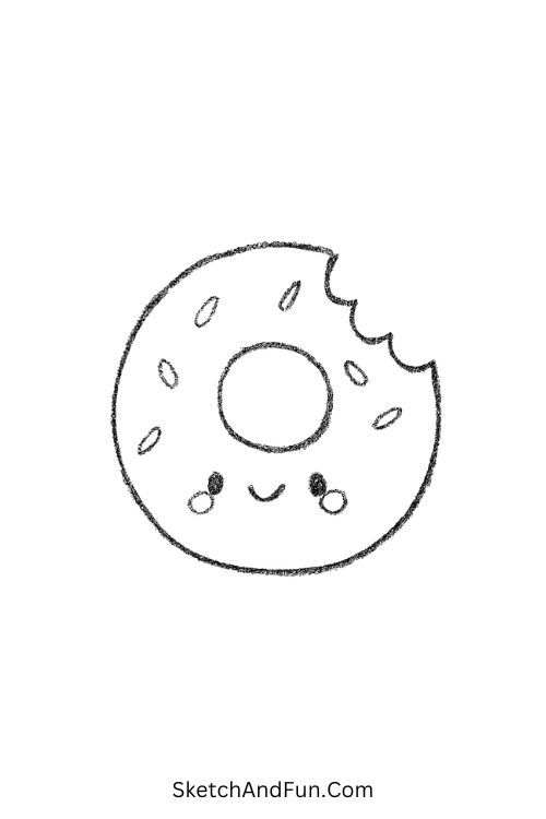 Cute donut with sprinkles great for quick simple drawing ideas.